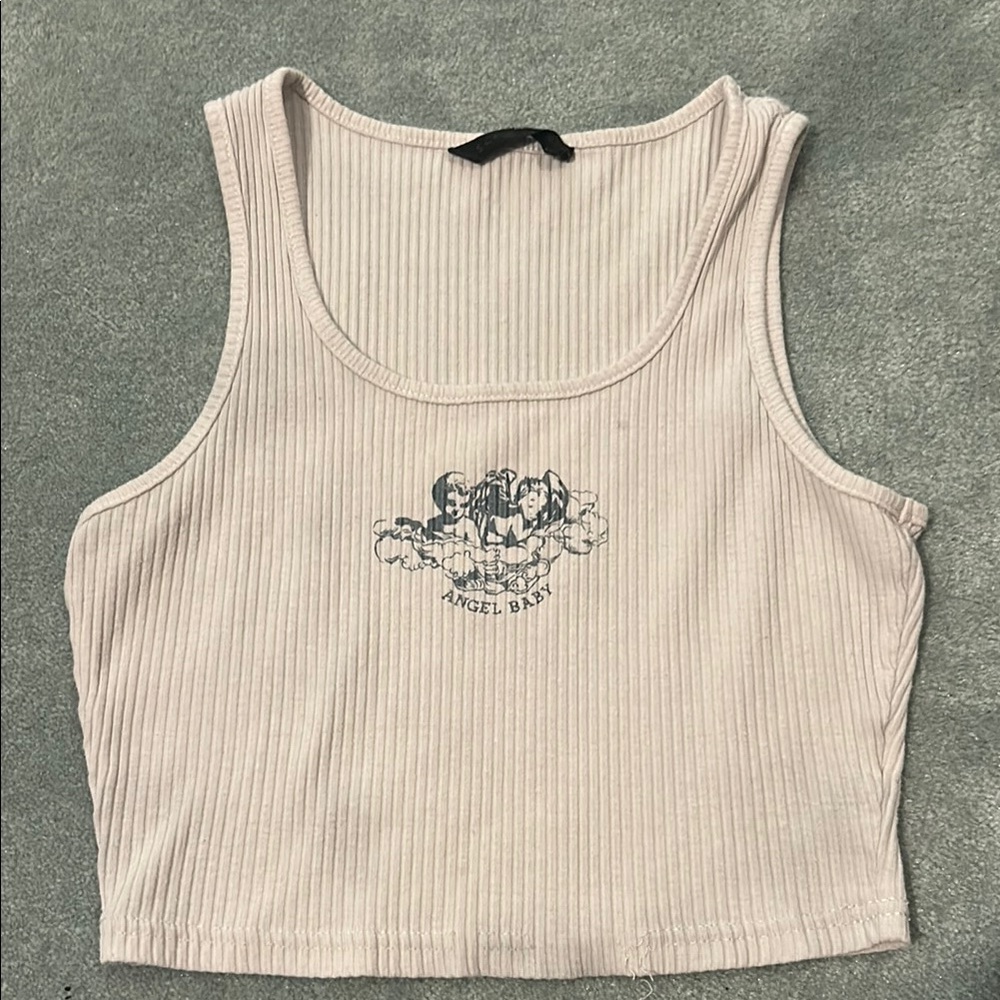 Cream Ribbed Tank Top